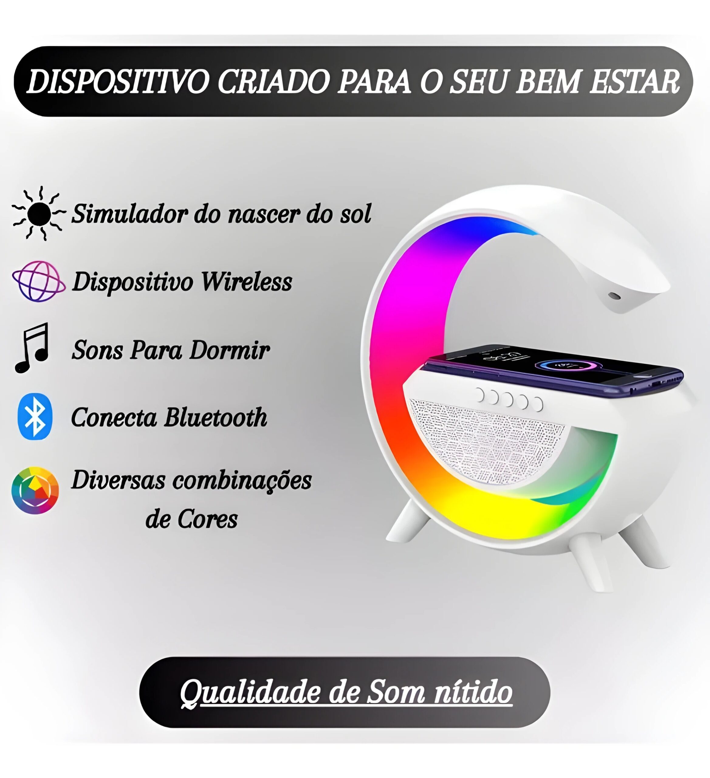 Luminaria G Speaker Smart Station Caixa De Som E Carregador 110V/220V - Image 2