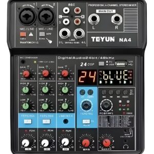 Mesa De Som Interface 4 Canais Teyun 24 Tipos De Efeitos Voz